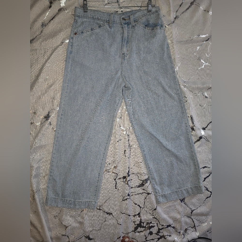 Signature Levis Strauss Gold Heritage Wide Leg Mid Rise Stretch Blue Jeans - Picture 2 of 12
